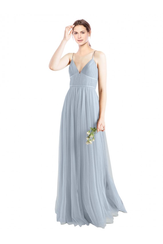 Spaghetti Straps V-Neck Slim A-Line Tulle Bridesmaid Dress Brisbane