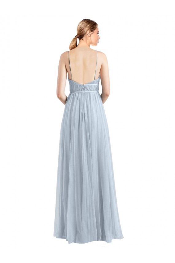 Spaghetti Straps V-Neck Slim A-Line Tulle Bridesmaid Dress Brisbane