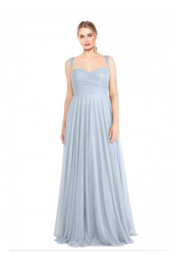 Sweetheart Spaghetti Straps Long Tulle Bridesmaid Dress with Criss Cross Back Brisbane