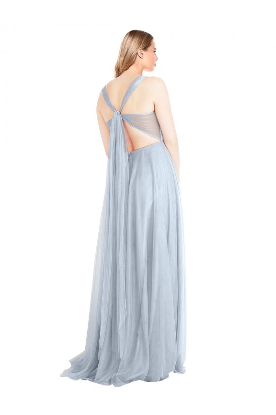Sweetheart Spaghetti Straps Long Tulle Bridesmaid Dress with Criss Cross Back Brisbane