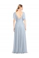 Floor Length Flutter Sleeves Long Tulle Bridesmaid Dress with Side Slit Brisbane