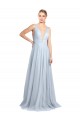 Plunging Deep V-Neck Long Tulle Bridesmaid Dress with V-Back Brisbane
