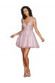 Sleeveless V-Neckline Short Cocktail Dress with Embellished Lace Appliques Brisbane