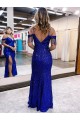Cold Shoulder Sleeveless Long Floor Length Velvet Sequin Prom Dress with Slit Brisbane