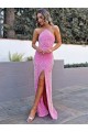 Halter Sleeveless Long Floor Length Velvet Sequin Prom Dress with Slit Brisbane