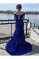Off the Shoulder Sleeveless Long Sweep Train Velvet Sequin Prom Dress Brisbane
