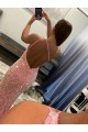 Open Back One Shoulder Sleeveless Long Sweep Train Velvet Sequin Prom Dress Brisbane