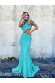 Mermaid One Shoulder Sleeveless Long Sweep Train Velvet Sequin Prom Dress Brisbane