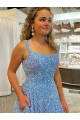 A-Line Scoop Sleeveless Long Court Train Velvet Sequin Prom Dress Brisbane