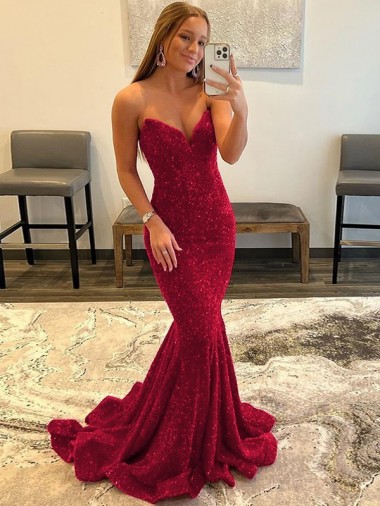 Sweetheart Sleeveless Long Sweep Train Velvet Sequin Prom Dress Brisbane