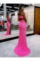 Long V-Neck Sleeveless Sweep Train Velvet Sequin Prom Dress with High Slit Brisbane