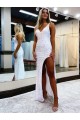 Sleeveless V-Neck Long Floor Length Velvet Sequin Prom Dress with Slit Brisbane