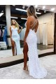 Sleeveless V-Neck Long Floor Length Velvet Sequin Prom Dress with Slit Brisbane