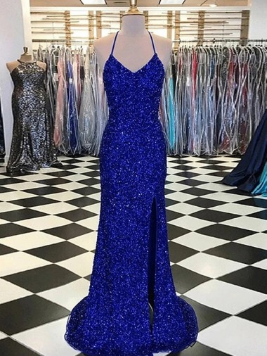 V-Neck Sleeveless Long Velvet Sequin Prom Dress Brisbane