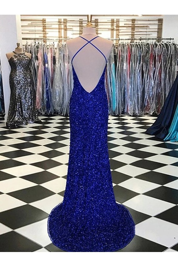 V-Neck Sleeveless Long Velvet Sequin Prom Dress Brisbane