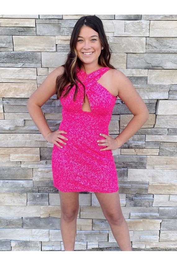 Halter Sleeveless Short Velvet Sequin Cocktail Homecoming Dress / Prom Dress Brisbane