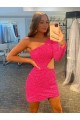 One Shoulder Long Sleeves Short Velvet Sequin Homecoming Dress / Prom Dress Brisbane