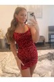 Spaghetti Straps Criss Cross Back Sleeveless Short Velvet Sequin Homecoming Dress / Prom Dress Brisbane