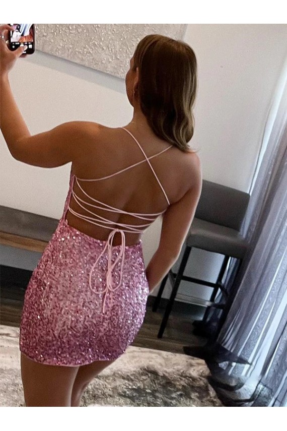 Spaghetti Straps Sleeveless Short Velvet Sequin Homecoming Dress / Prom Dress Brisbane