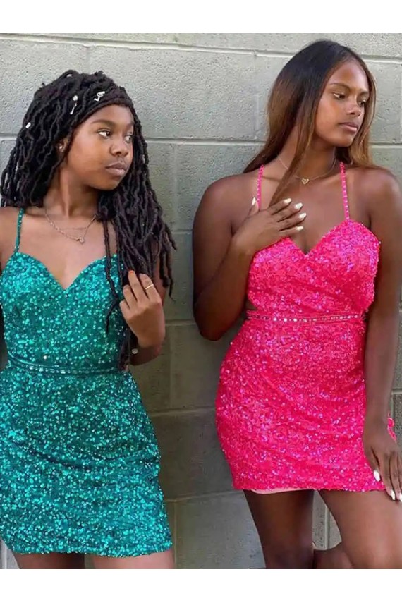 V-Neck Sleeveless Short Velvet Sequin Cocktail Dress Brisbane