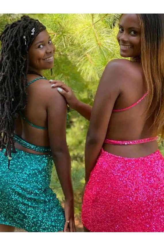 V-Neck Sleeveless Short Velvet Sequin Cocktail Dress Brisbane