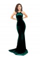 High Neck Formal Stretch Velvet Bridesmaid Dress / Prom Dress with Black Lace Embroidery Brisbane