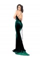 High Neck Formal Stretch Velvet Bridesmaid Dress / Prom Dress with Black Lace Embroidery Brisbane
