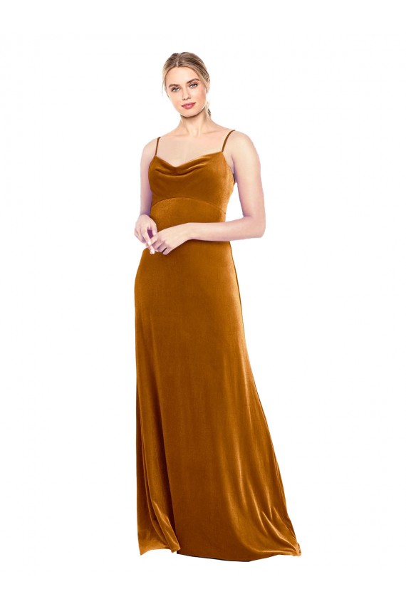 Long Velvet Cowl Neck Slip Bridesmaid Dress / Prom Dress Brisbane