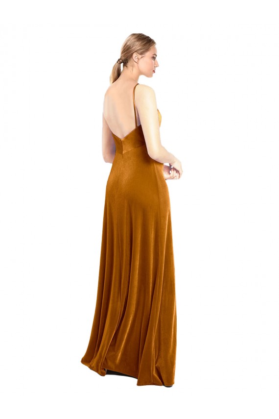 Long Velvet Cowl Neck Slip Bridesmaid Dress / Prom Dress Brisbane