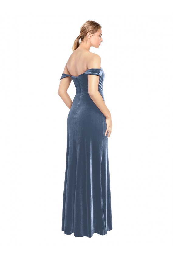 Draped Sleeves Wide Scoop Neck Off the Shoulder Velvet Bridesmaid Dress / Prom Dress Brisbane