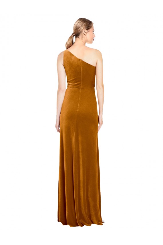 Sleek One Shoulder Long Formal Velvet Bridesmaid Dress / Prom Dress Brisbane