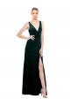 Sleek V-Neck Long Formal Velvet Bridesmaid Dress / Prom Dress with Side Slit Brisbane
