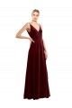 Faux Wrap V-Neck Sleek Long Formal Velvet Bridesmaid Dress / Prom Dress Brisbane