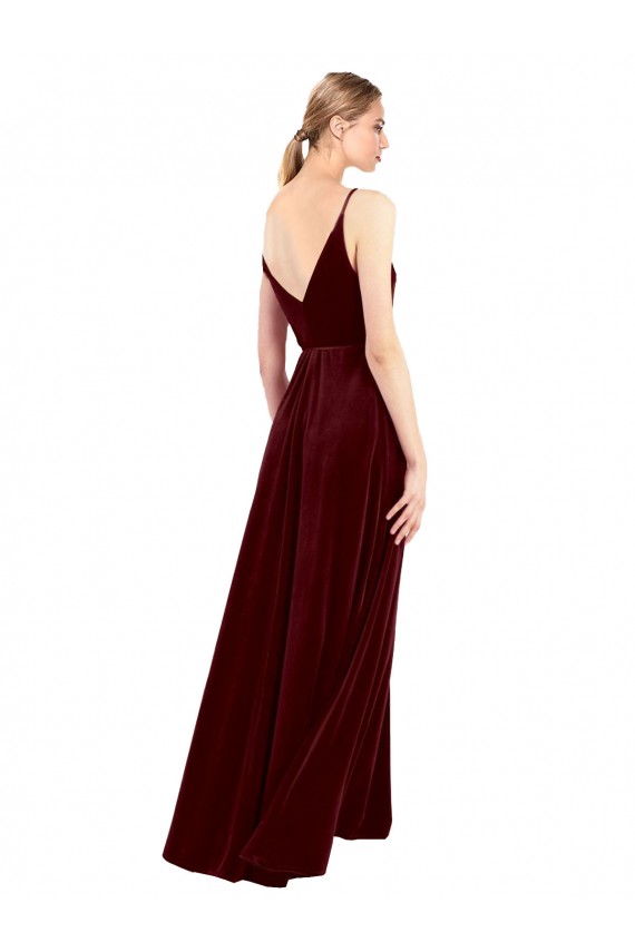 Faux Wrap V-Neck Sleek Long Formal Velvet Bridesmaid Dress / Prom Dress Brisbane