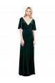Deep V-Neck Flutter Sleeves Long Velvet Wrap Bridesmaid Dress / Prom Dress Brisbane