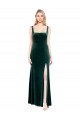 Square Neck Full Length Velvet Bridesmaid Dress / Prom Dress with Side Slit Brisbane