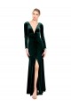 Plunging V-Neckline Long Sleeves Open Back Velvet Bridesmaid Dress / Prom Dress Brisbane
