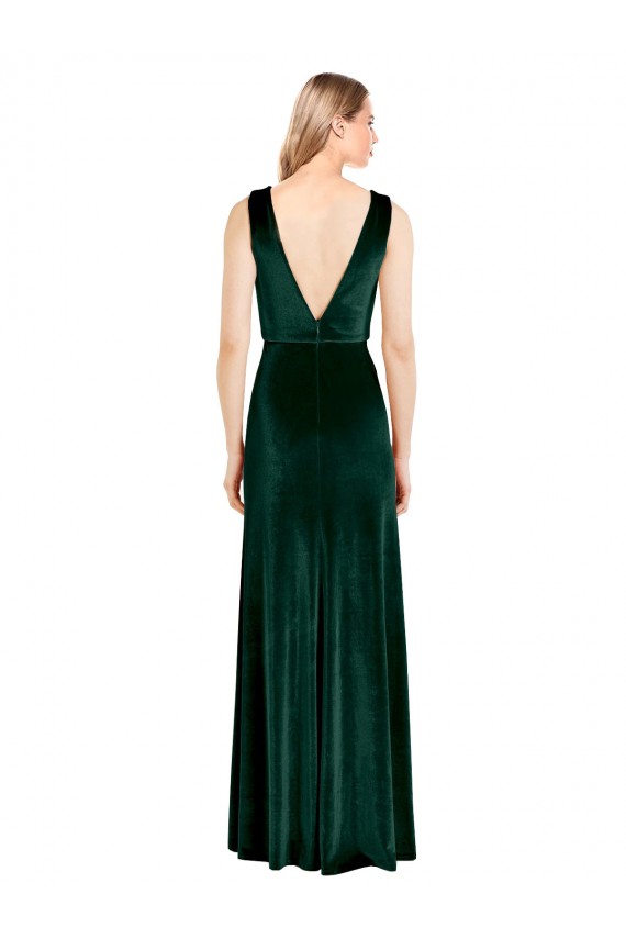 Daring Deep V-Neck Long Full Length Formal Velvet Bridesmaid Dress / Prom Dress Brisbane