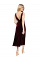 Daring Plunging V-Neckline Short Midi Cocktail Length Velvet Bridesmaid Dress / Prom Dress Brisbane
