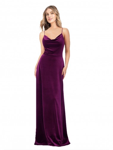 Draped Neckline Spaghetti Straps Formal Velvet Bridesmaid Dress / Prom Dress Brisbane