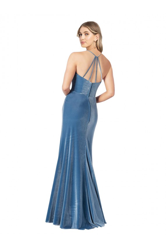 Vintage Velvet High Neck Formal Bridesmaid Dress / Prom Dress with Strappy Back Brisbane