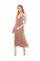 Midi Cocktail Length Short V-Neck Velvet Bridesmaid Dress / Prom Dress with Notched Neckline Brisbane