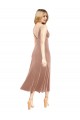Midi Cocktail Length Short V-Neck Velvet Bridesmaid Dress / Prom Dress with Notched Neckline Brisbane
