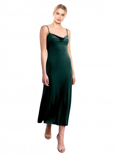 Midi Cocktail Length Cowl Neck Velvet Slip Bridesmaid Dress / Prom Dress Brisbane