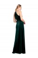 Long Jewel Neck Full Length Velvet Bridesmaid Dress / Prom Dress with Side Slit Brisbane