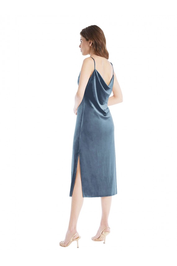 Midi Length Asymmetrical One Shoulder Velvet Slip Bridesmaid Dress / Prom Dress Brisbane