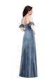 Ruffle Sleeve Off the Shoulder Velvet Maxi Bridesmaid Dress / Prom Dress Brisbane