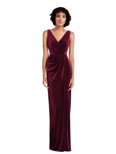 Draped Skirt Faux Wrap Velvet Maxi Bridesmaid Dress / Prom Dress Brisbane
