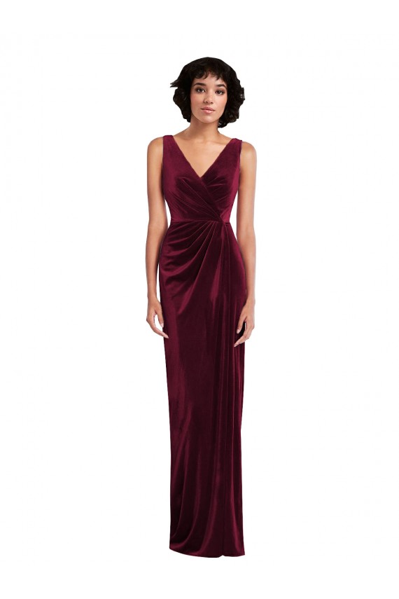 Draped Skirt Faux Wrap Velvet Maxi Bridesmaid Dress / Prom Dress Brisbane