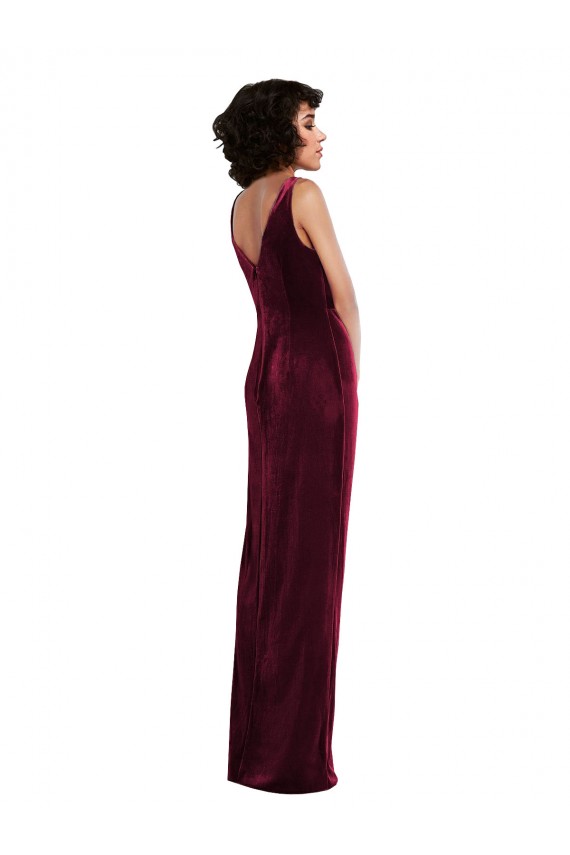 Draped Skirt Faux Wrap Velvet Maxi Bridesmaid Dress / Prom Dress Brisbane